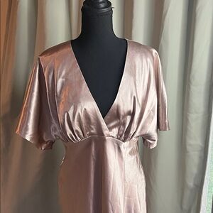 Birdy Grey Elegant Satin V-Neck Dress